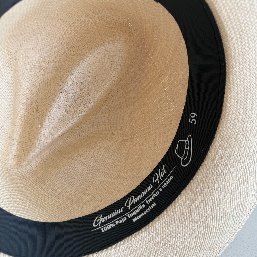 Classic Cream Panama Fedora Hat with Black Band - Picture 3 of 3